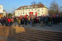 Blick auf die Demonstranten von der Hufeisentreppe