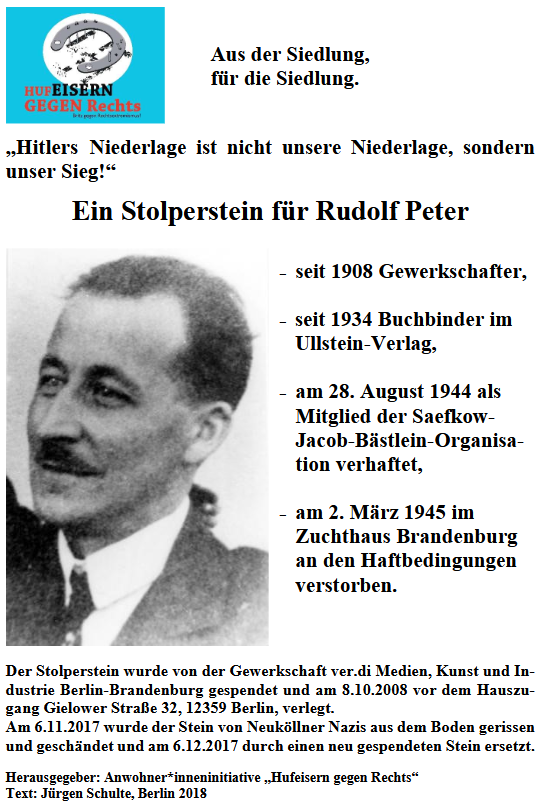 Titelblatt der Broschüre Rudolf Peter